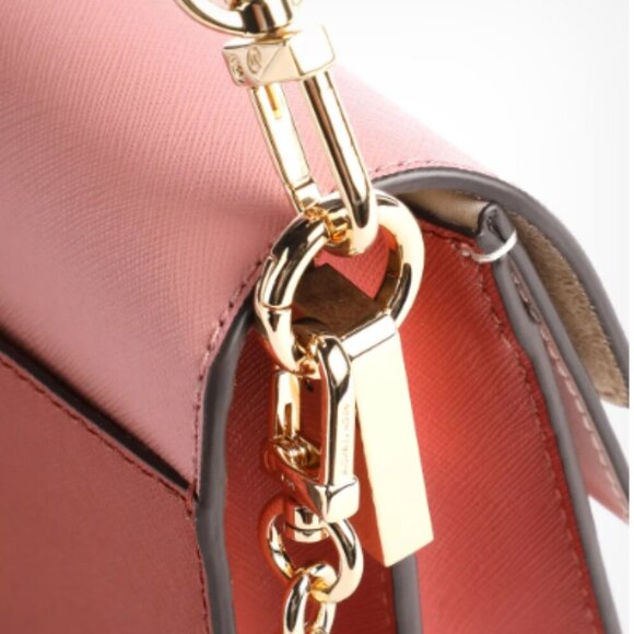NWT Small Greenwich Michael Kors gold cinnamon pink hot pink crossbody - Picture 8 of 10